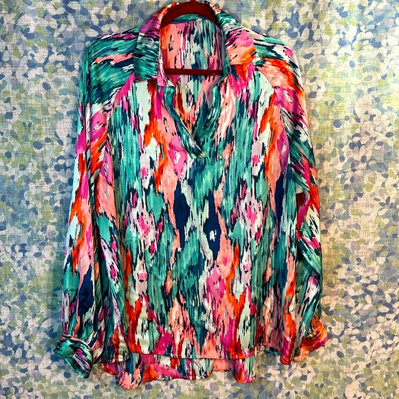 Abstract Print High Low Blouse XL - Picture 1 of 4